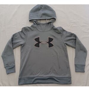 Under Armour Coldgear Gray Textured Logo Hoodie Men's Medium M Loose Fit